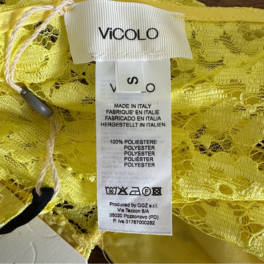 ViColo Yellow Lace Crop Top. Made in Italy. - Picture 4 of 5